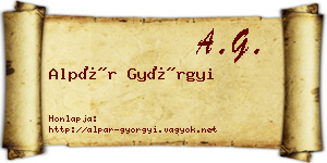 Alpár Györgyi névjegykártya